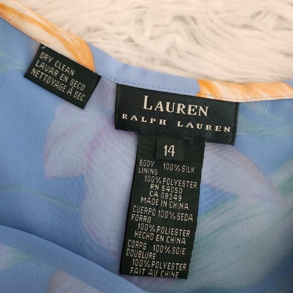 Vintage Lauren Ralph Lauren Floral Silk Blouse Maxi Skirt 2-PC Set Large 14 Wrap - Picture 7 of 16